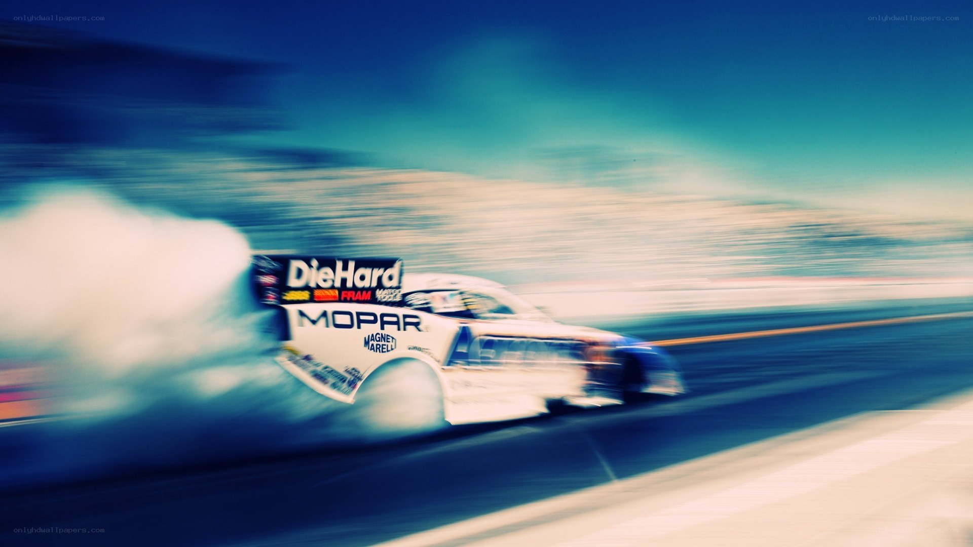 drag racing car in motion