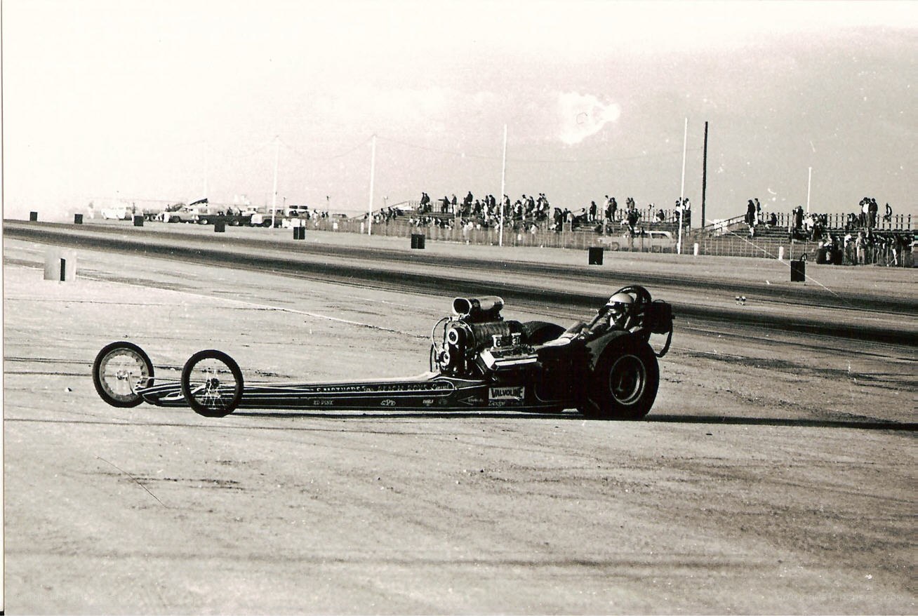 drag racing car on track
