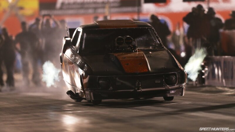 drag racing car on track