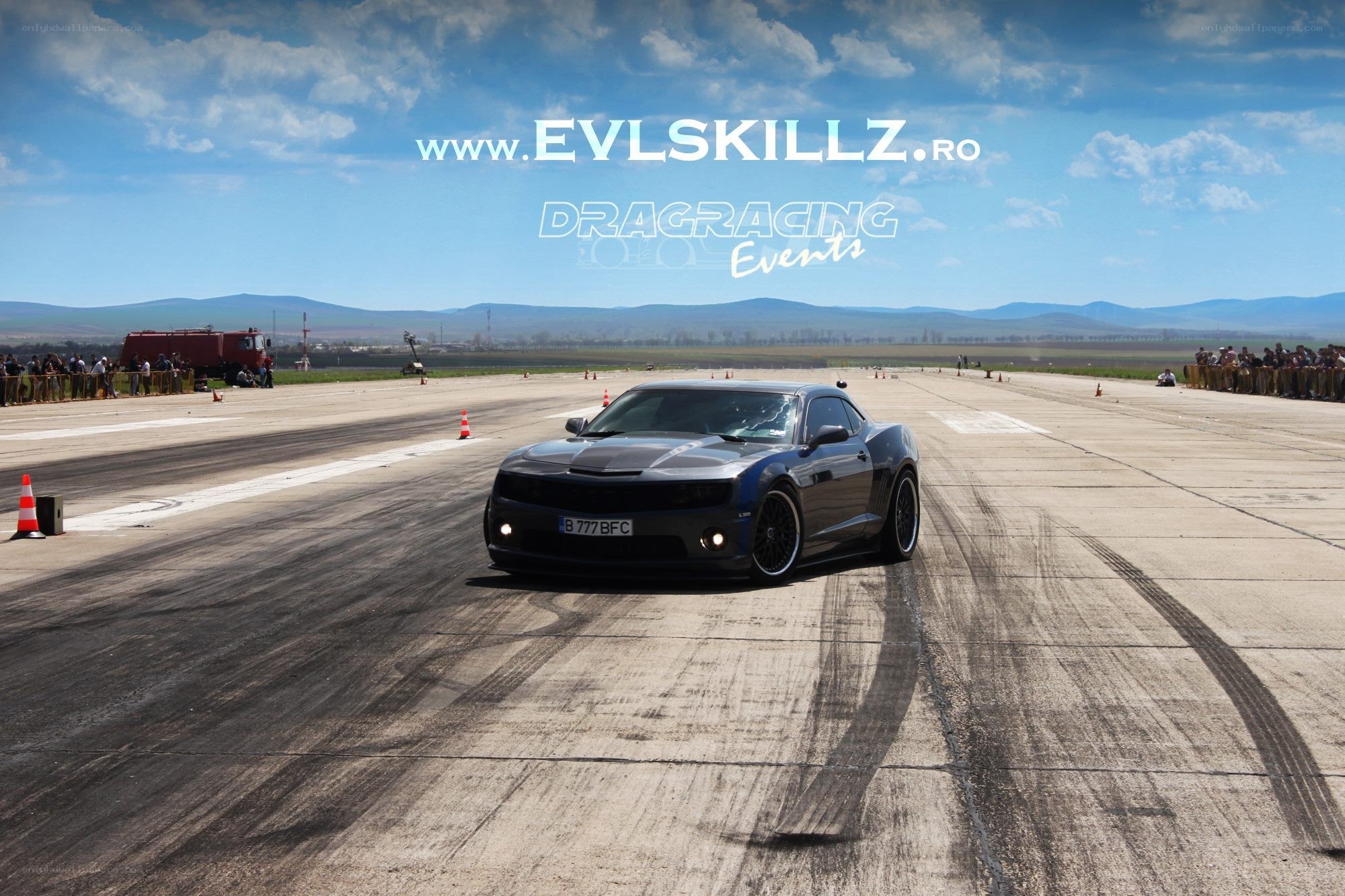 Drag racing car on track