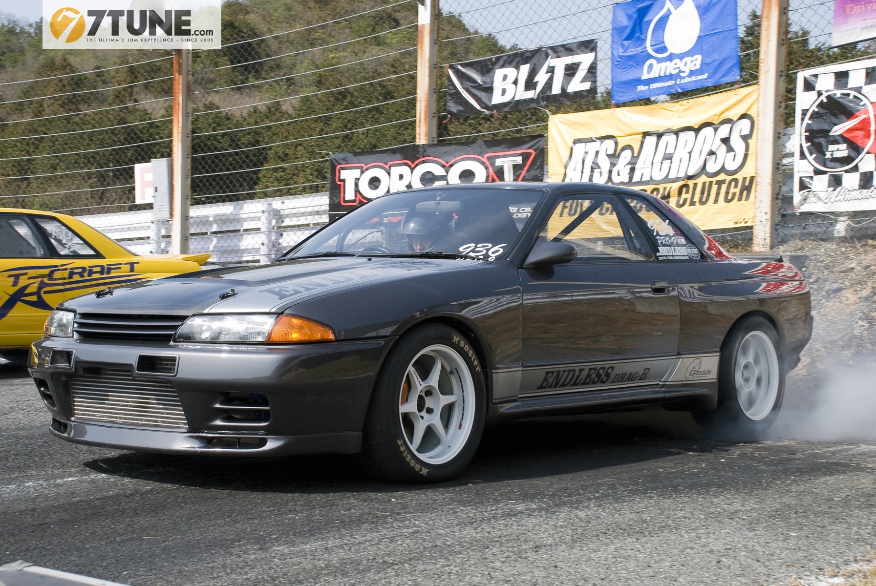 Drag racing car on track