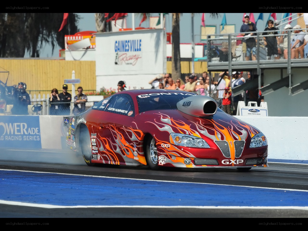 Drag racing car on track
