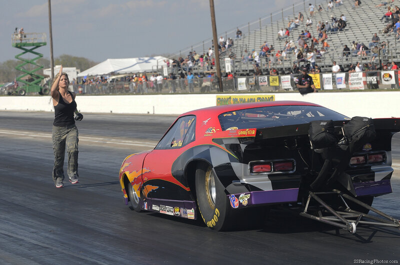 Drag racing car on track