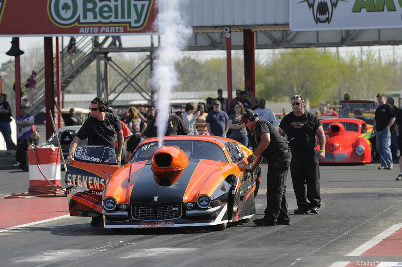 Drag racing car on track