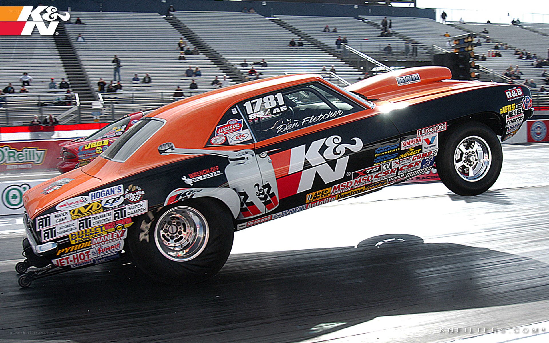 drag racing car on track