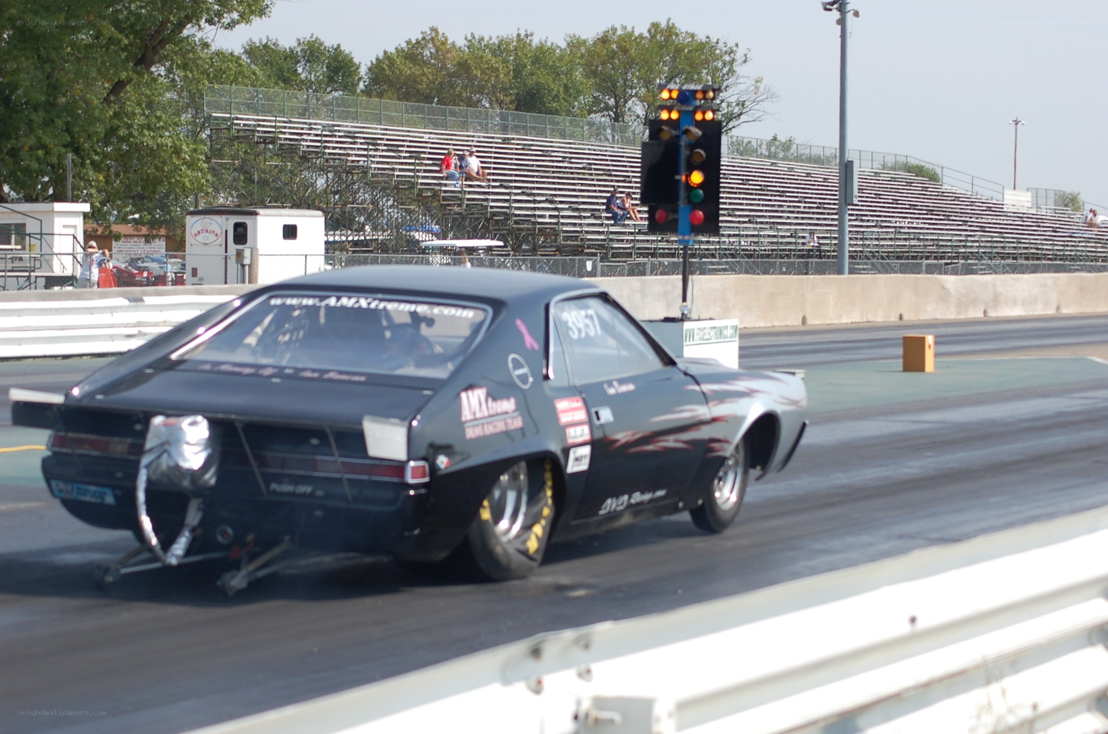 drag racing car on track