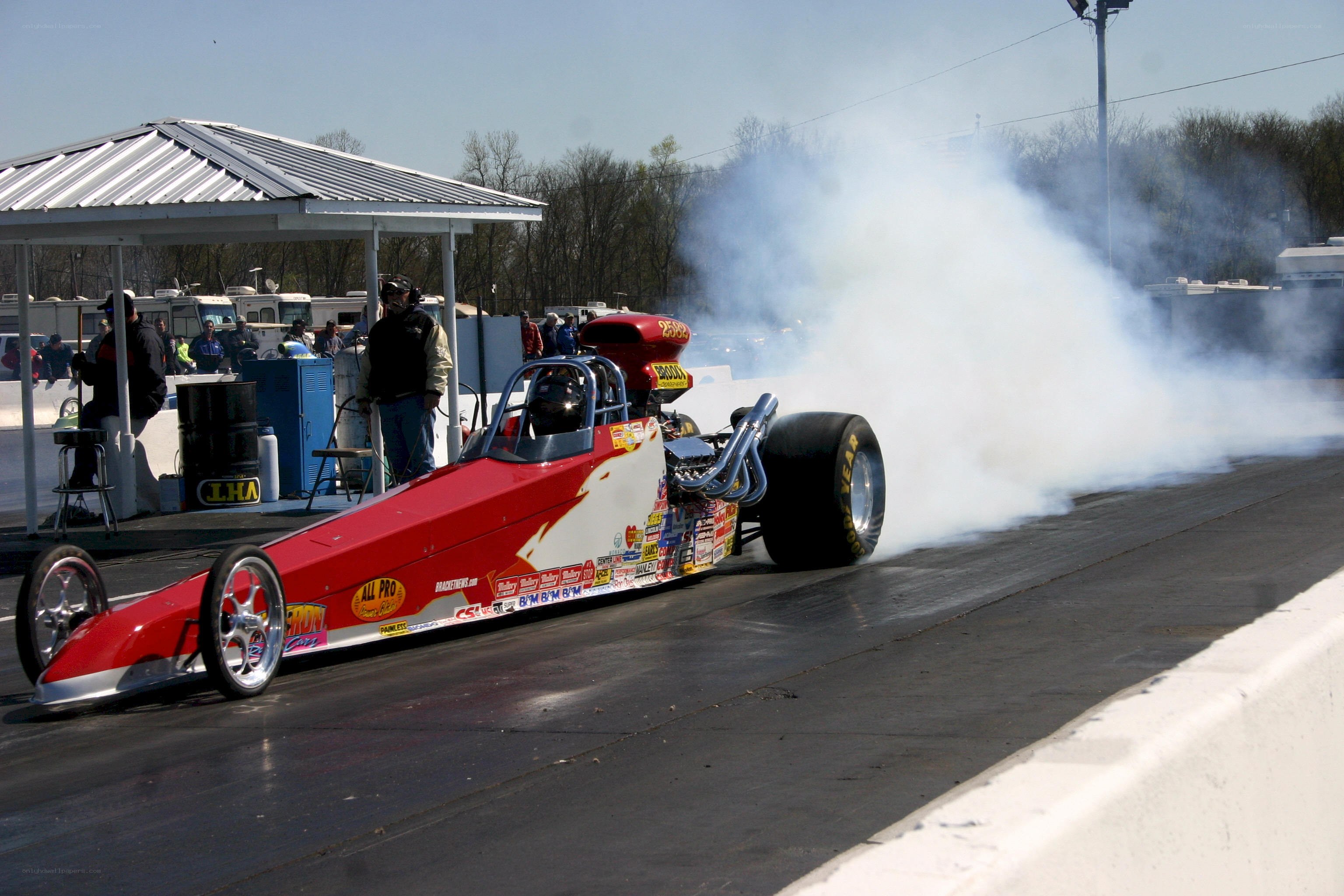 Drag racing car on track