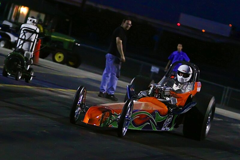 Drag Racing Car on Track — Orange