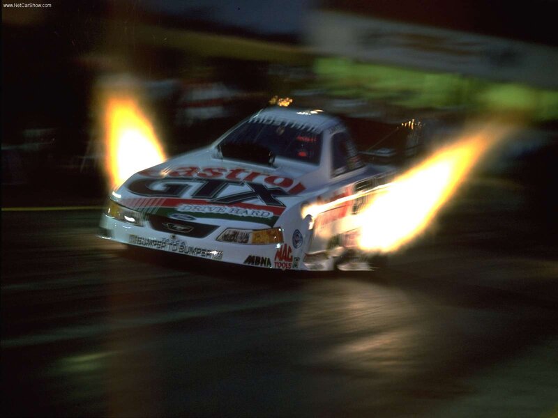 Drag Racing Car — White, Dynamic, Night