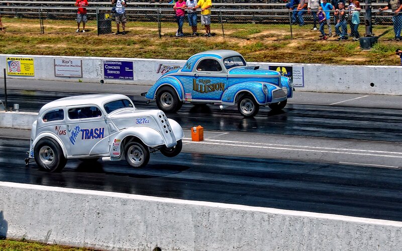 Drag Racing Cars — Blue, Active, Afternoon, Photograph, Track