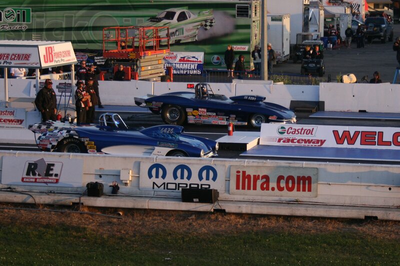 Drag Racing Cars — Blue, Competitive, Sunset