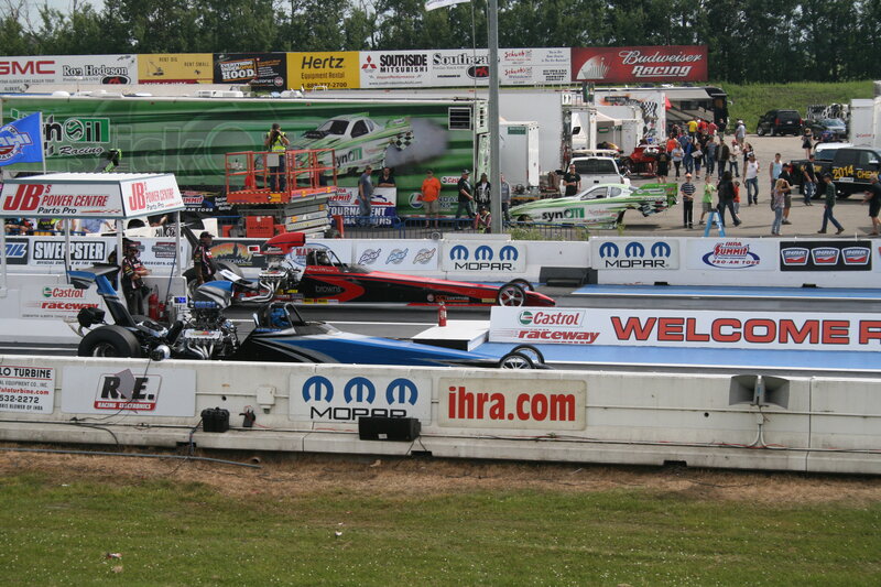Drag Racing Cars on Track — White