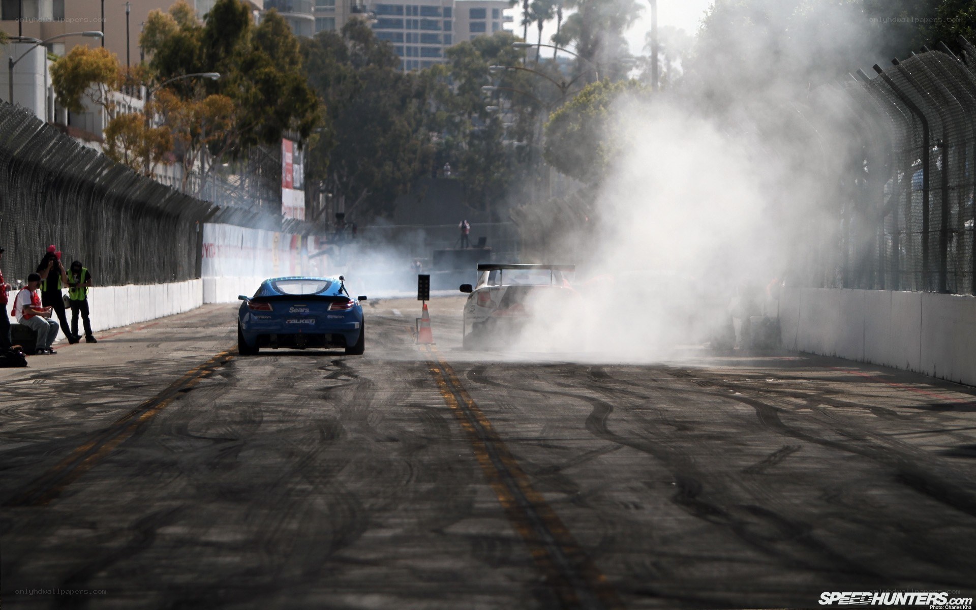Drag racing with smoke