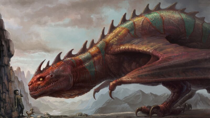 dragon and adventurer