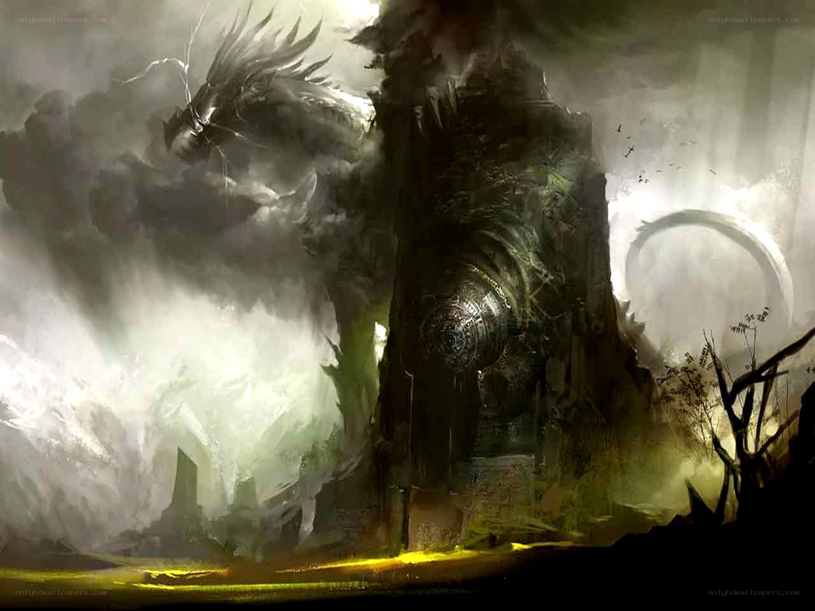 dragon and ancient ruin