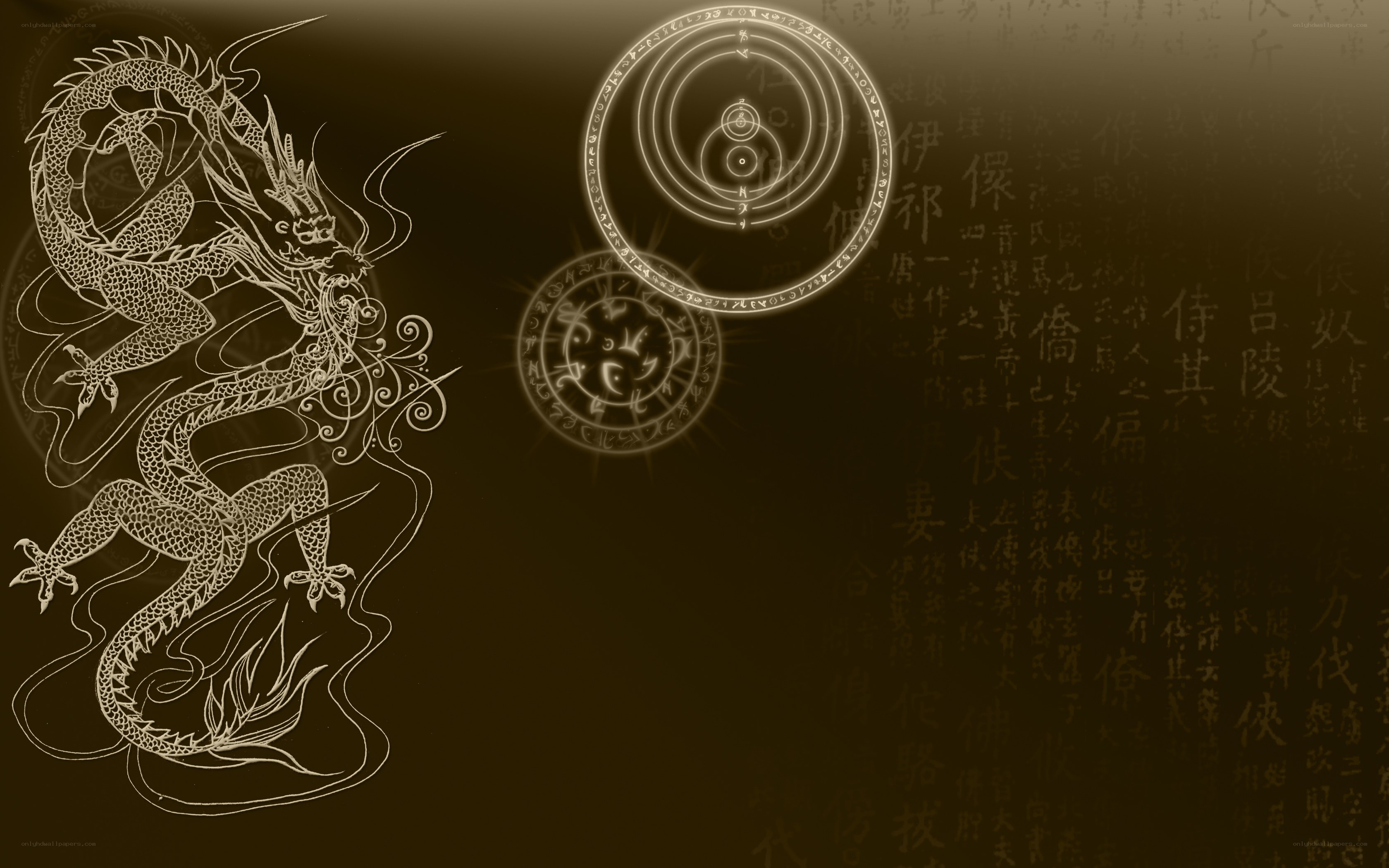 Dragon and ancient symbols