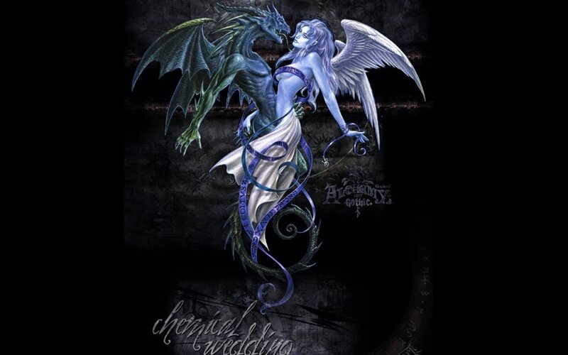 dragon and angel embrace