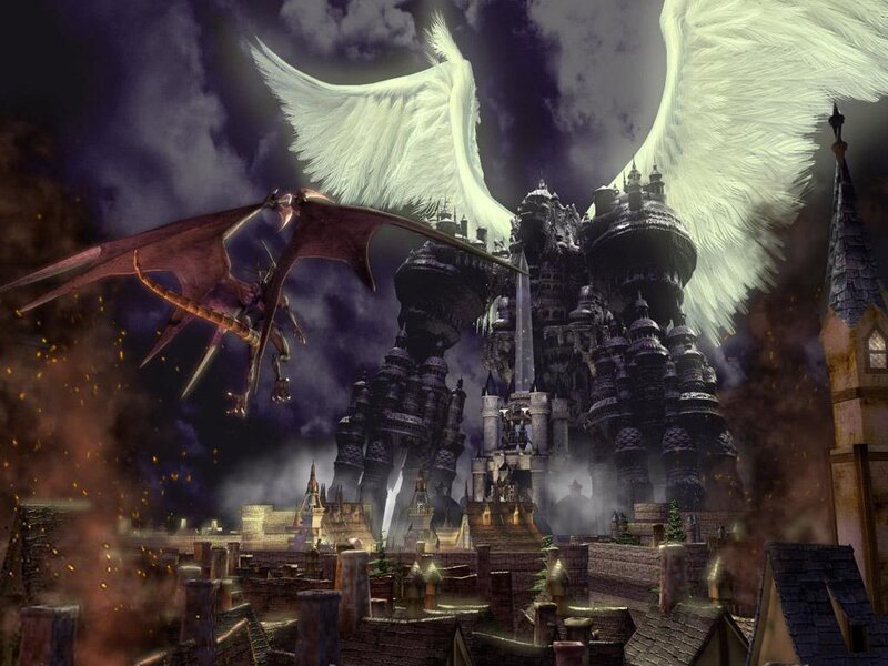 Dragon and Angel in Battle — Purple