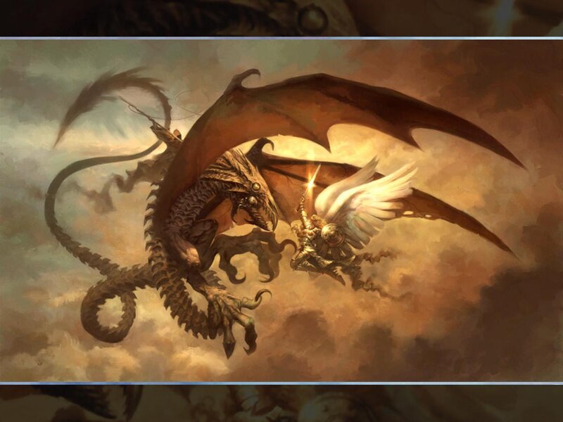 Dragon and Angel in Flight — Brown
