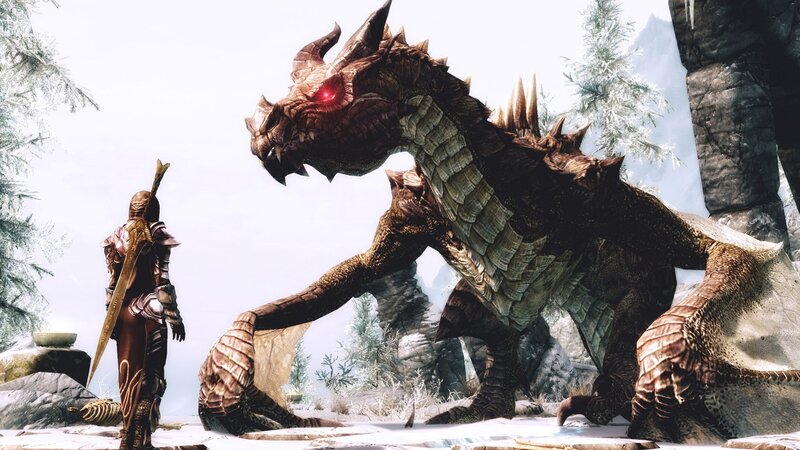Dragon and Armored Warrior — Brown, Dramatic