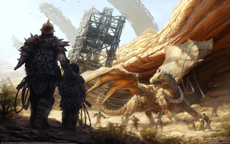 Dragon and Armored Warriors
