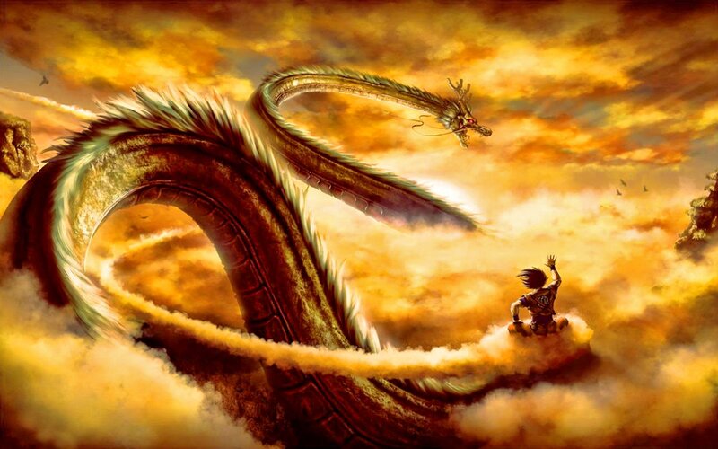 Dragon and Boy in Clouds