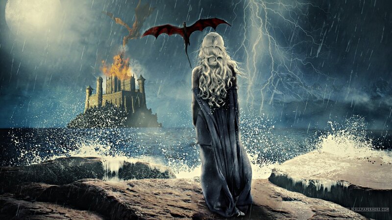 dragon and burning castle