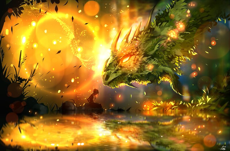 Dragon and Child by Water
