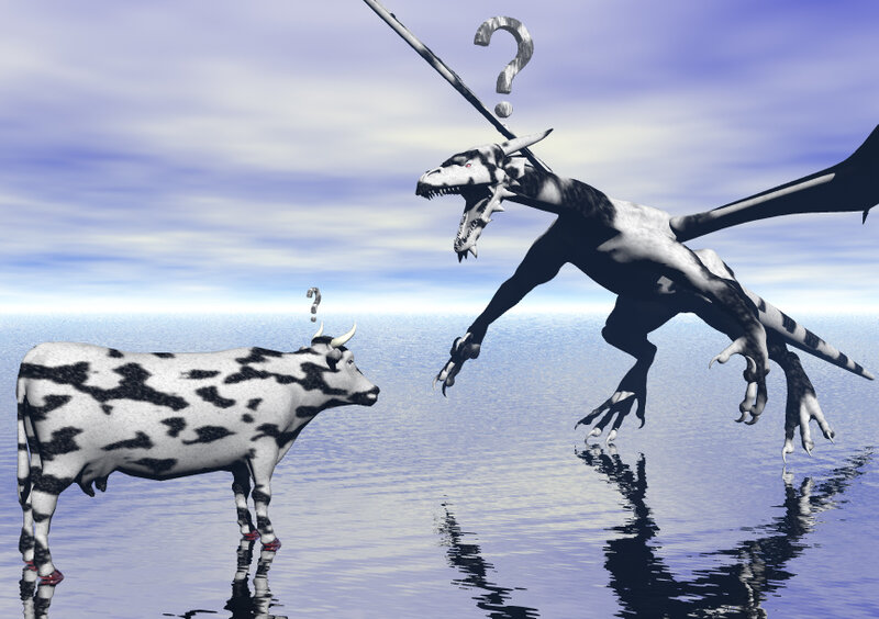 dragon and cow on water