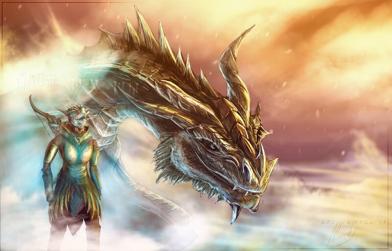 dragon and elf warrior