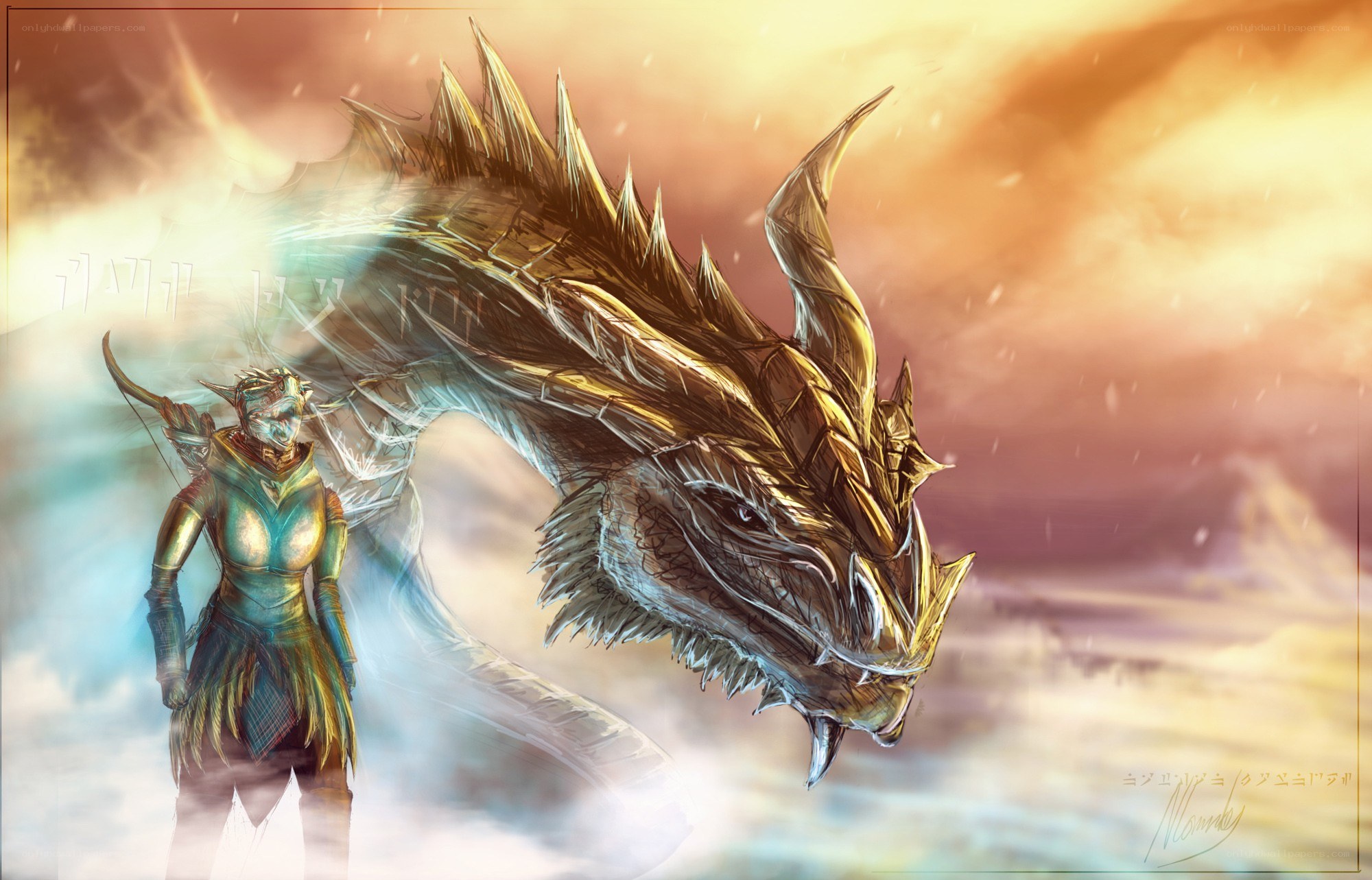 dragon and elf warrior