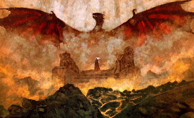 Dragon and Figure on Platform