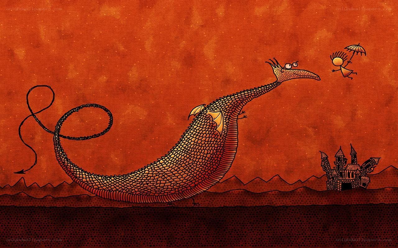 Dragon and flying child