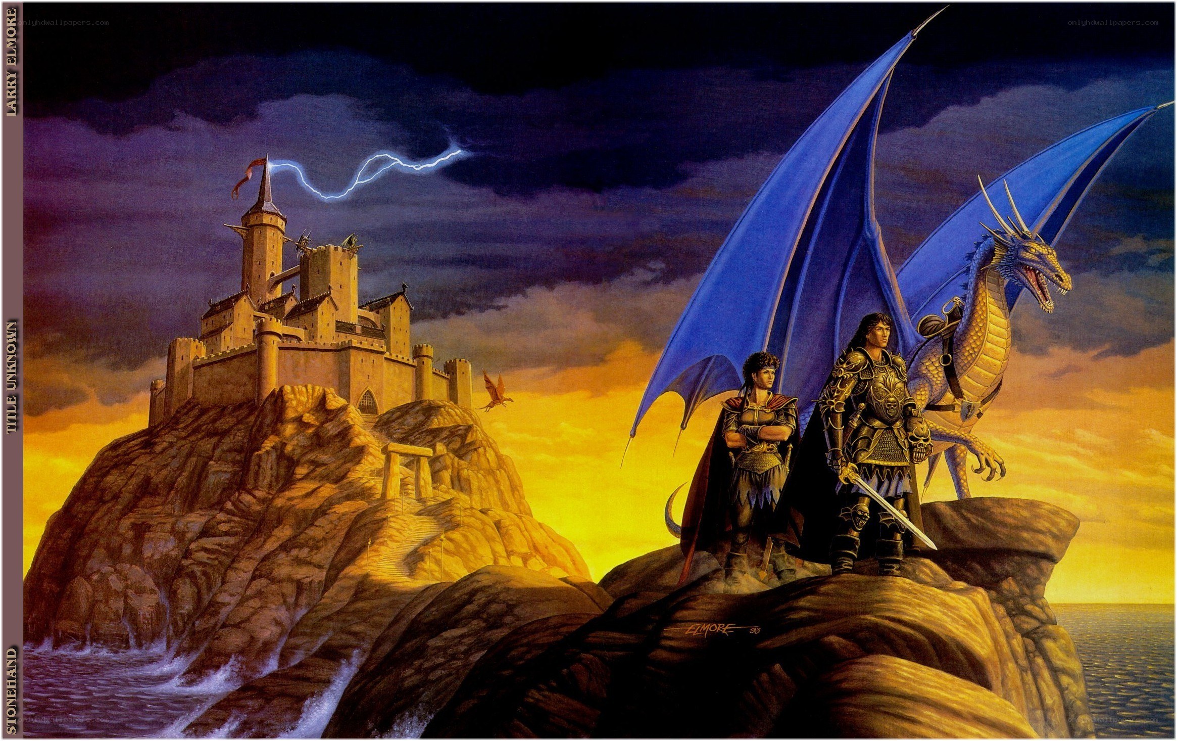 Dragon and Knights at Castle