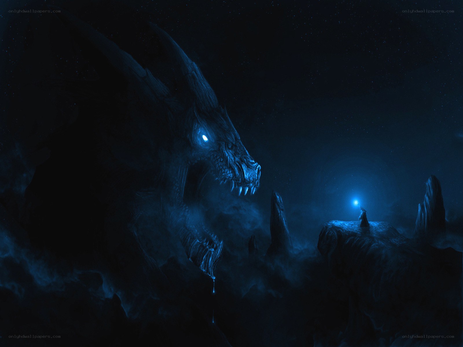 dragon and lone figure
