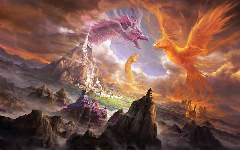 Dragon and Phoenix Battle — Orange