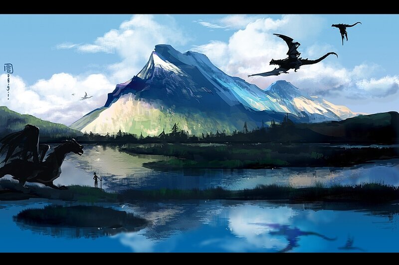 Dragon and Rider — Blue