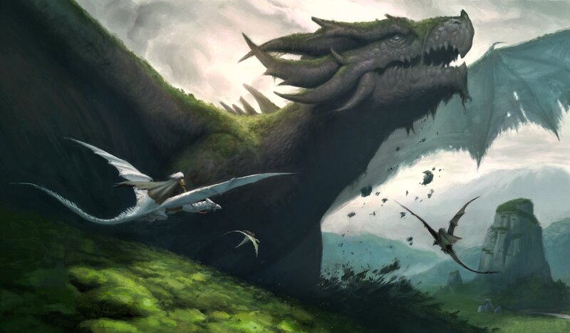 Dragon and Rider — Green