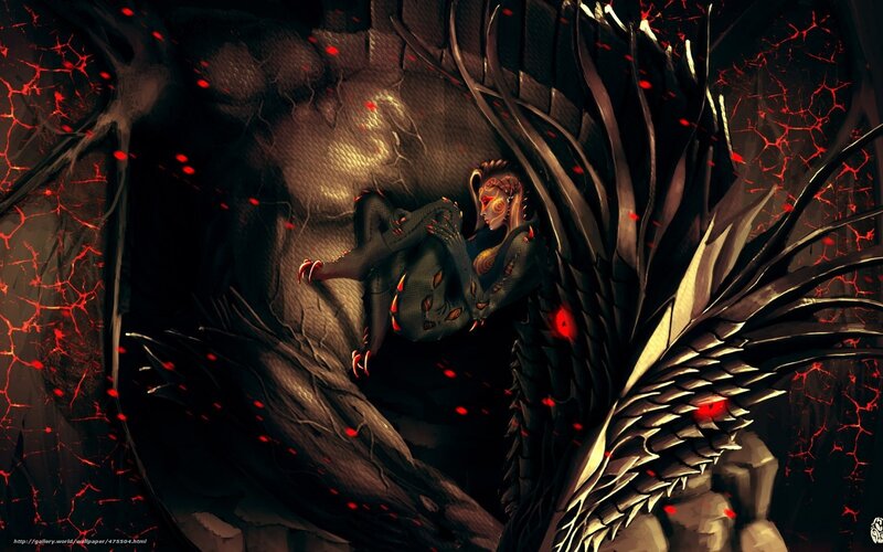 dragon and rider in cavern