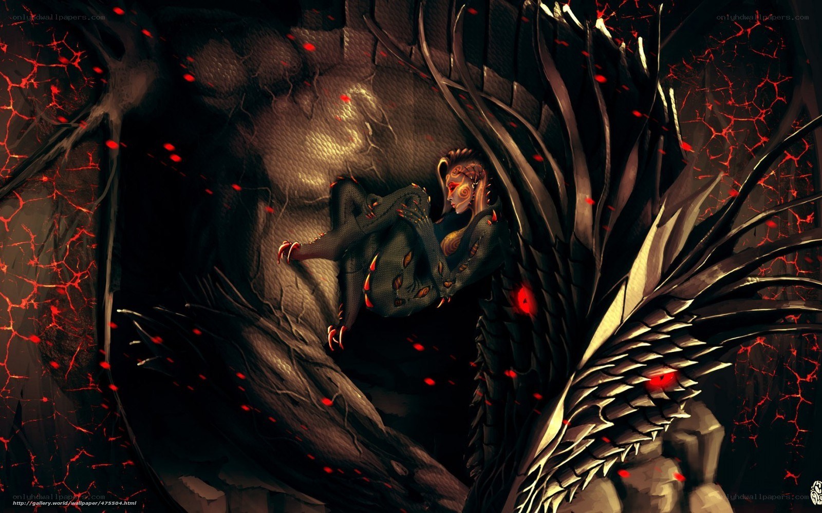 dragon and rider in cavern