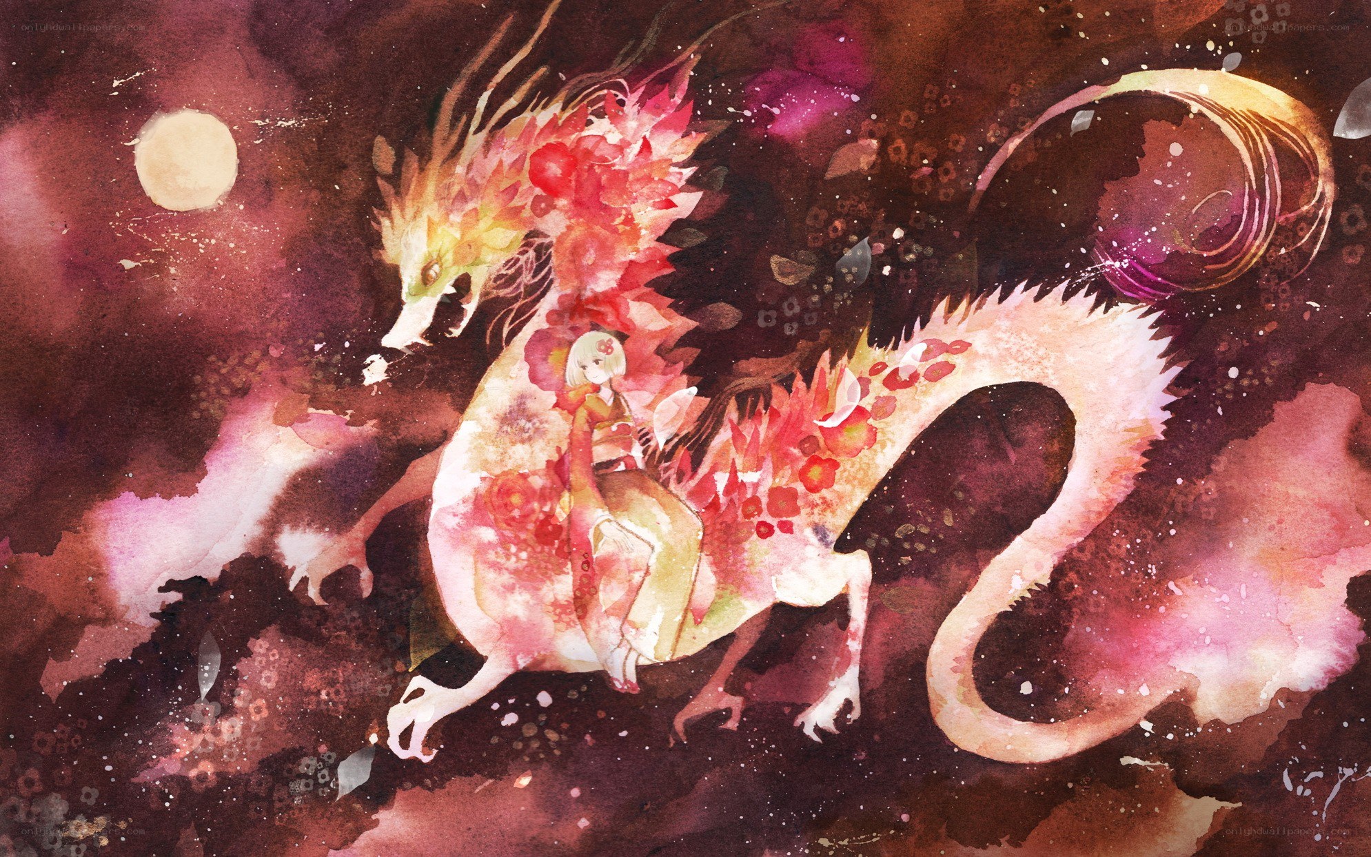 dragon and rider in cosmic sky