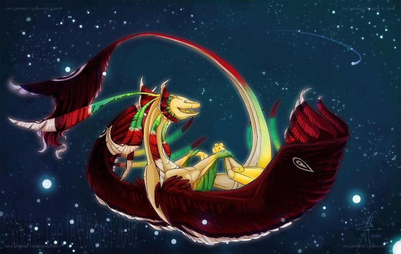 dragon and rider in space