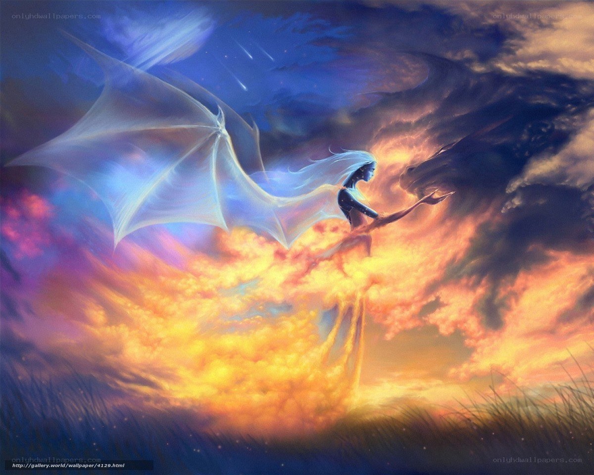 dragon and rider in sunset