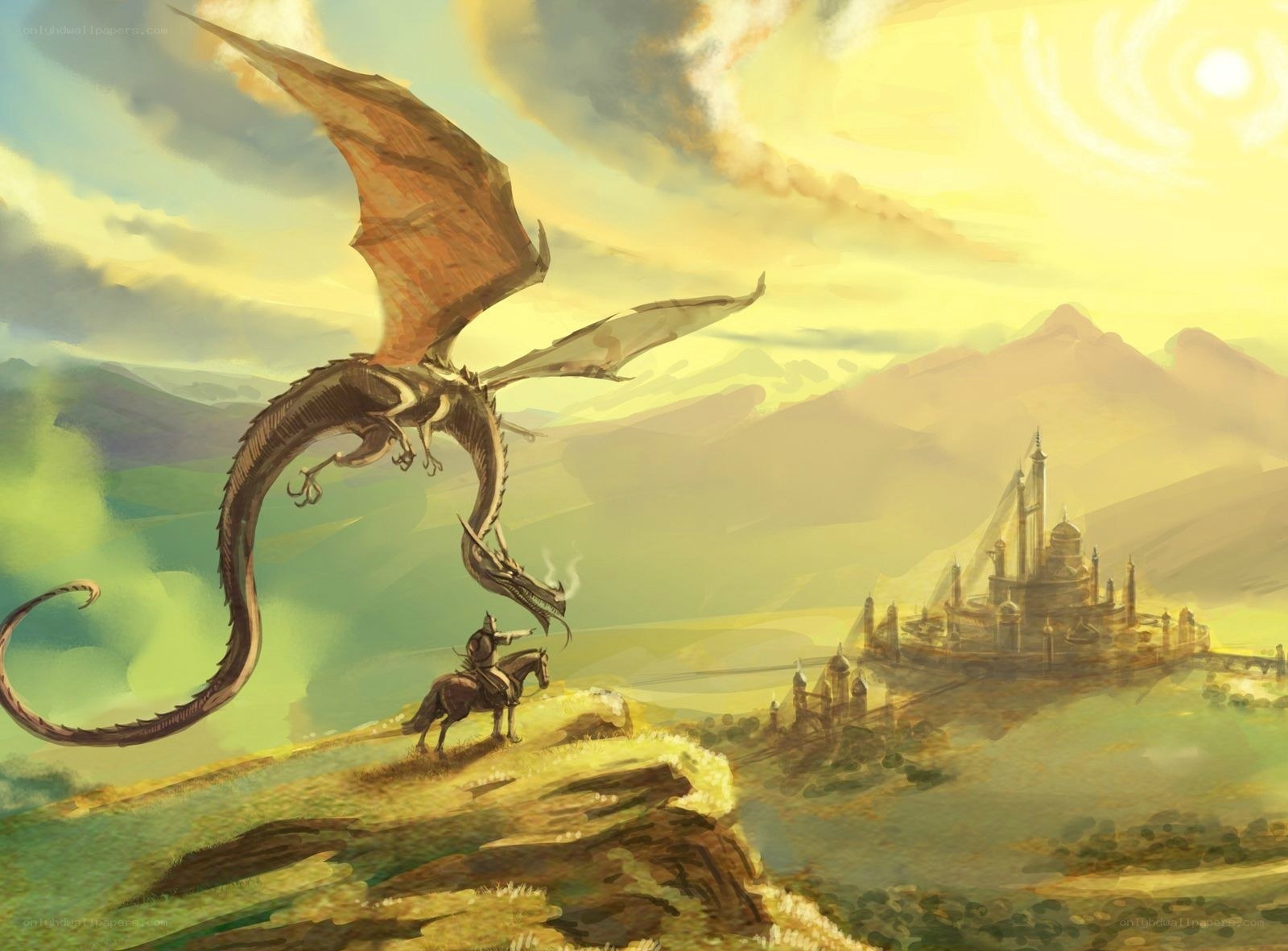dragon and rider overlook castle