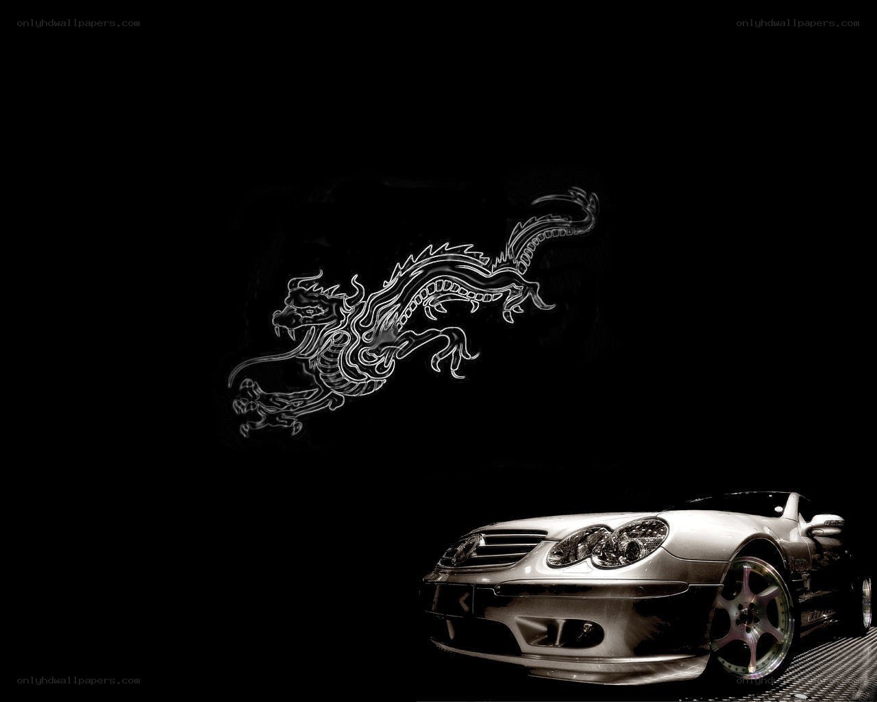 Dragon and silver car wallpaper