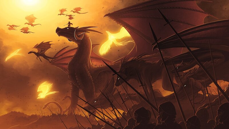 Dragon and Soldiers — Orange