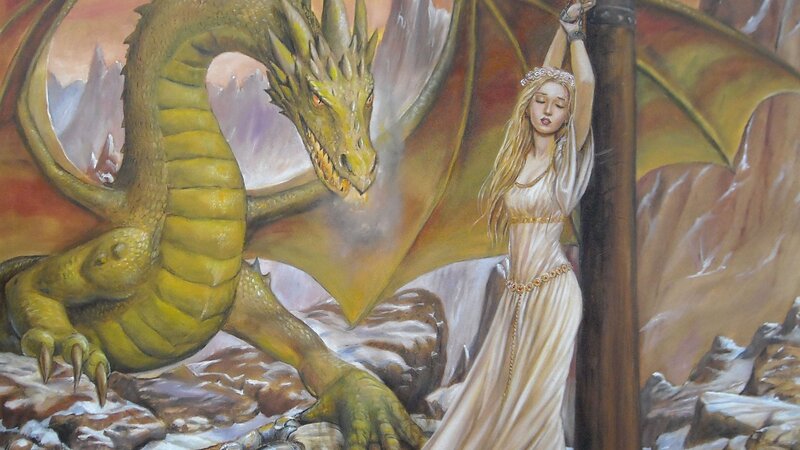 Dragon and the captive maiden