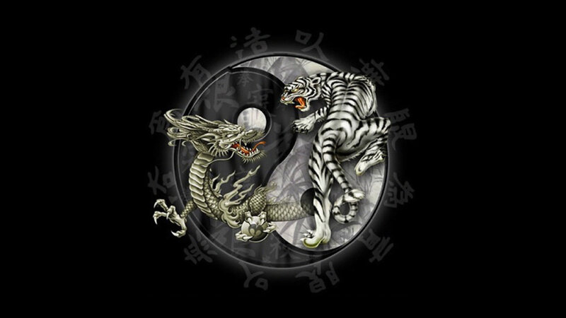 Dragon and tiger yin-yang symbol