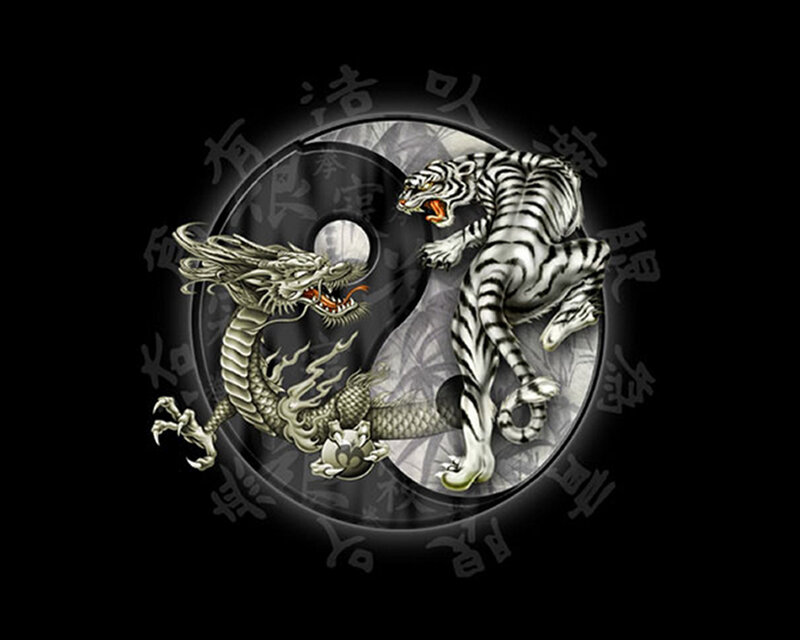 Dragon and tiger yin-yang symbol