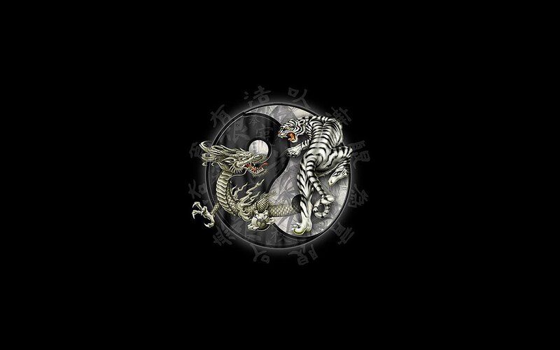 Dragon and tiger yin-yang symbol